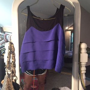 Blue and black ruffle tank top